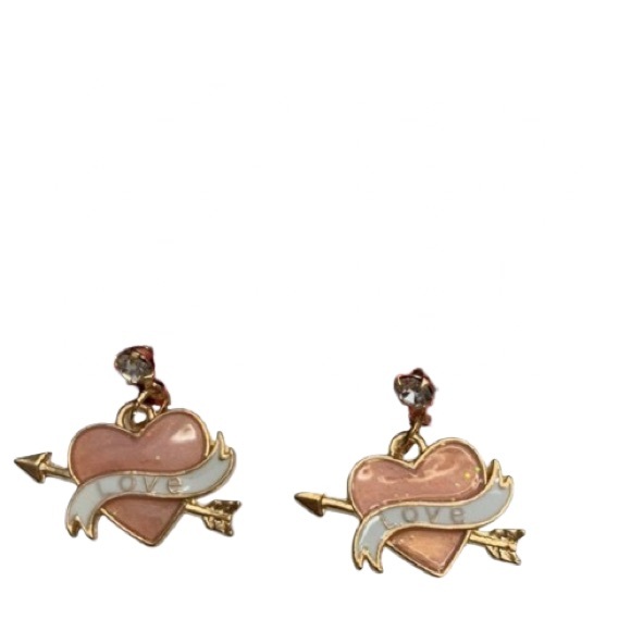 Betsey Johnson Cupid’s Arrow Love Hearts Earrings NWT - Picture 1 of 1